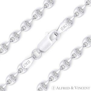 5.2mm Puffed Marina / Mariner Link Chain Bracelet in .925 Sterling Silver - 8"